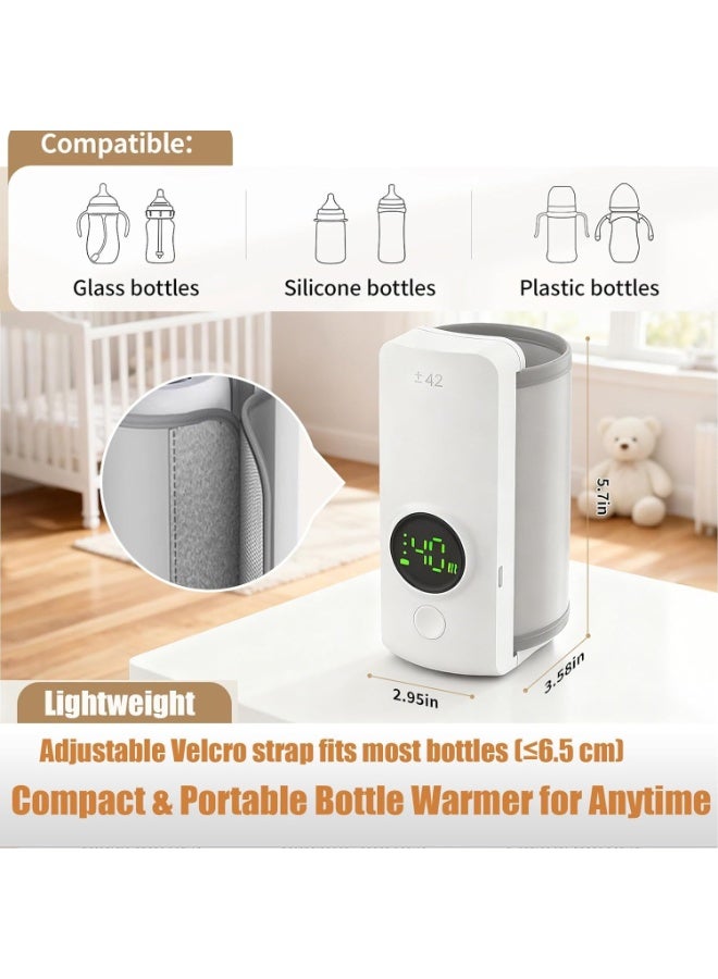 سخان رضاعة محمول للسفر ببطارية مدمجة 2000mAh – تسخين سريع بدون ماء بزمن قياسي – تحكم ذكي في درجة الحرارة 6 مستويات من 37 إلى 55 درجة مئوية – شاشة عرض رقمية دقيقة – تسخين متساوي 360 درجة للحفاظ على العناصر الغذائية – شحن سريع 18W عبر USB – مناسب لجميع أنواع زجاجات الأطفال – سخان حليب أطفال آمن مانع للتسريب للاستخدام اليومي والسفر والسيارة - Image 5